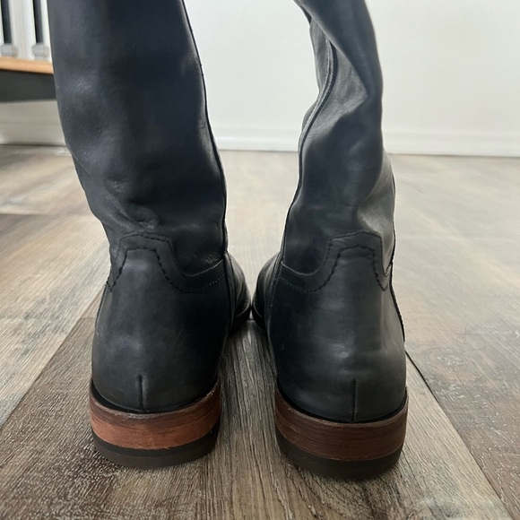 Lucchese Spirit Leather Western Riding Black Boots - Picture 10 of 14